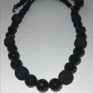 Elegant Black Facet Beaded Long Necklace
